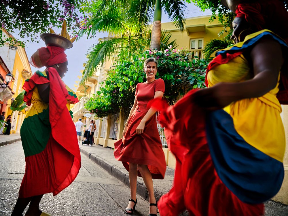 ethnic dancers in the street